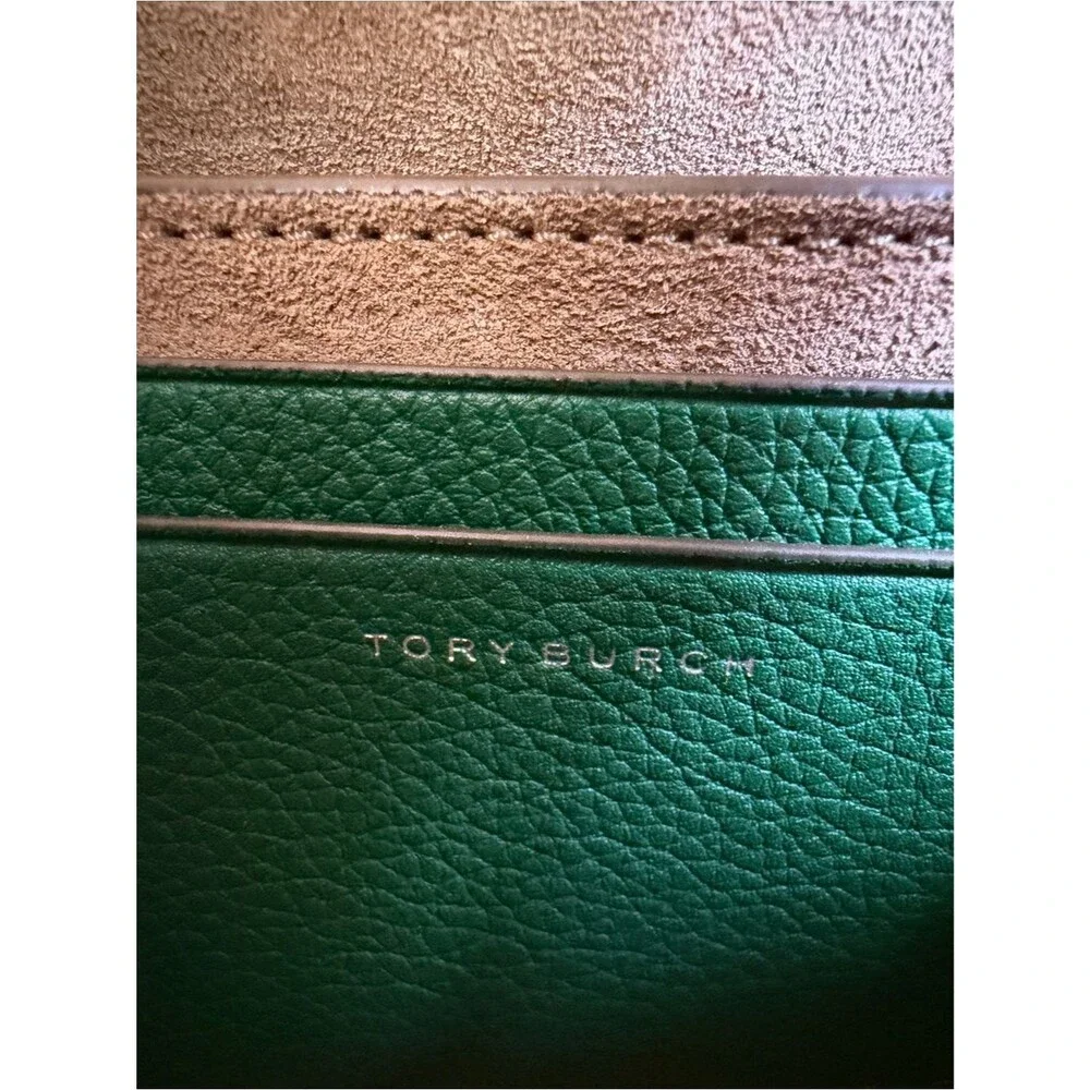 Tory Burch Mini Eleanor Soft Satchel Crossbody Dark Kale Green Pebbled Leather